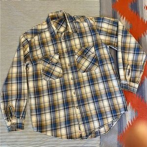 Levi's Men's Blue and Tan Plaid Shirt Jacket